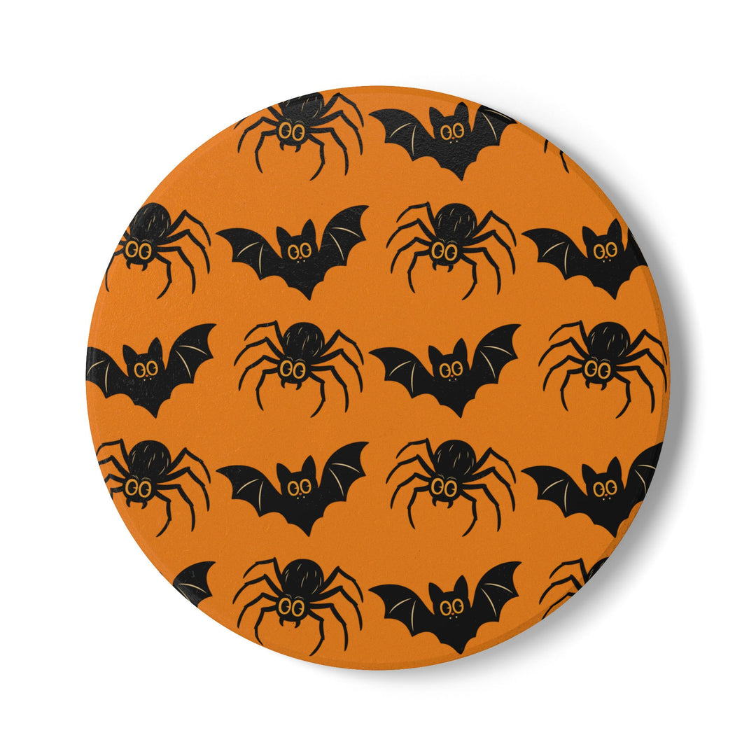 Halloween Spider &amp; Bat Ceramic Coaster