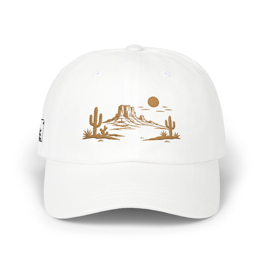 Golden Desert Dad Cap — Embroidered Western Landscape Hat
