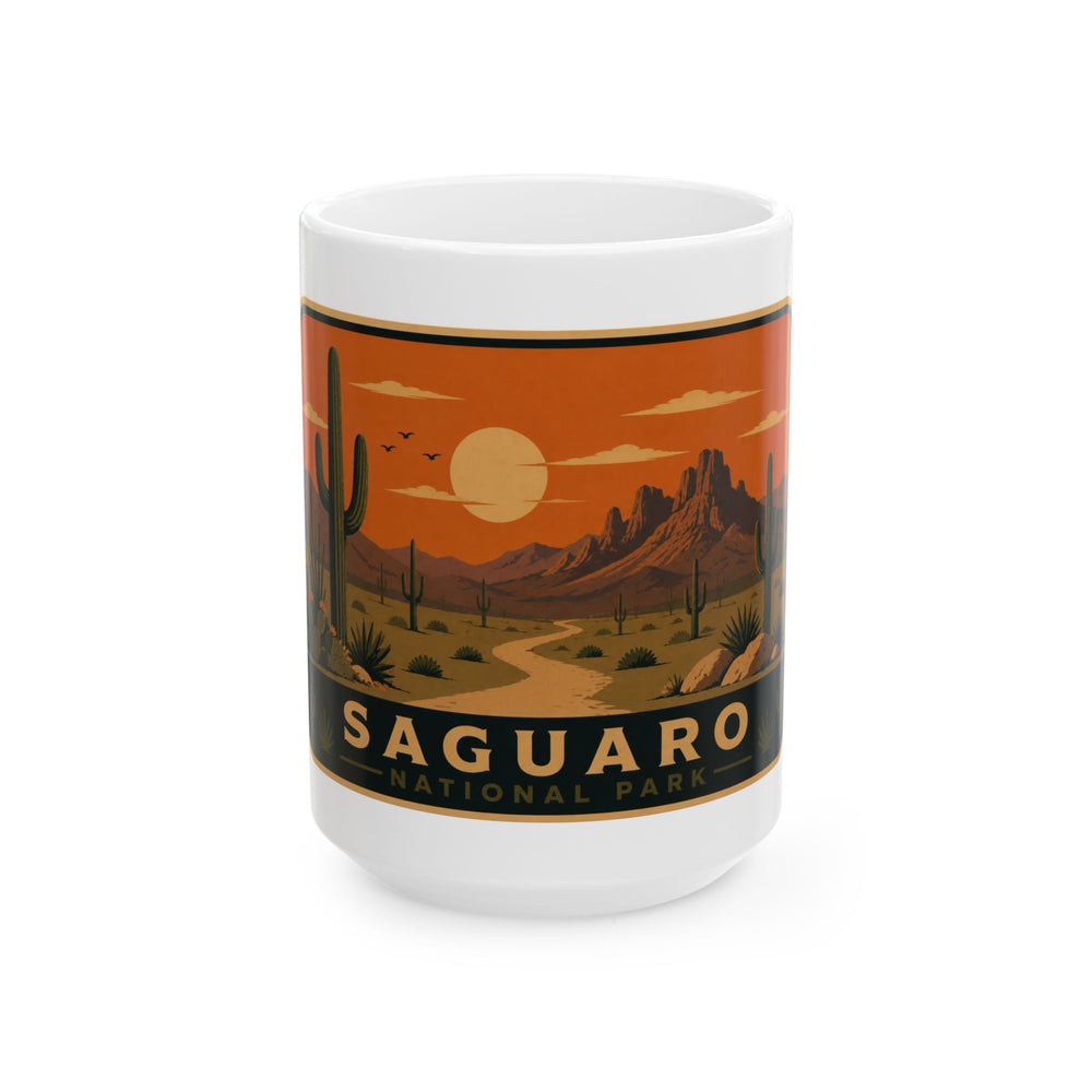 Saguaro National Park Sunset Ceramic Mug – Desert Landscape Coffee Cup (11oz, 15oz)