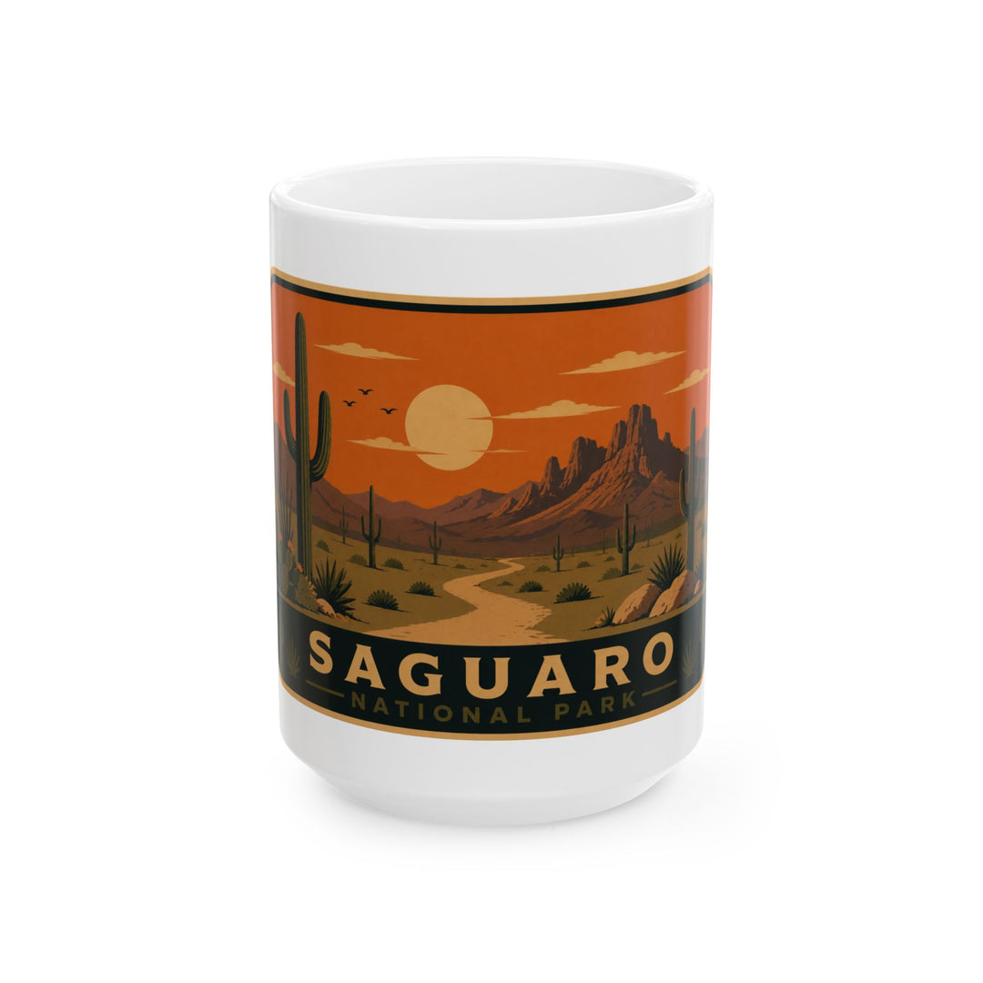 Saguaro National Park Sunset Ceramic Mug – Desert Landscape Coffee Cup (11oz, 15oz)