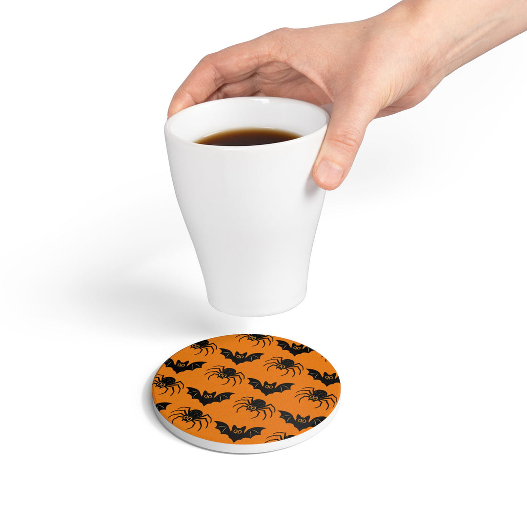 Halloween Spider &amp; Bat Ceramic Coaster