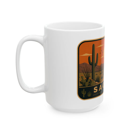 Saguaro National Park Sunset Ceramic Mug – Desert Landscape Coffee Cup (11oz, 15oz)
