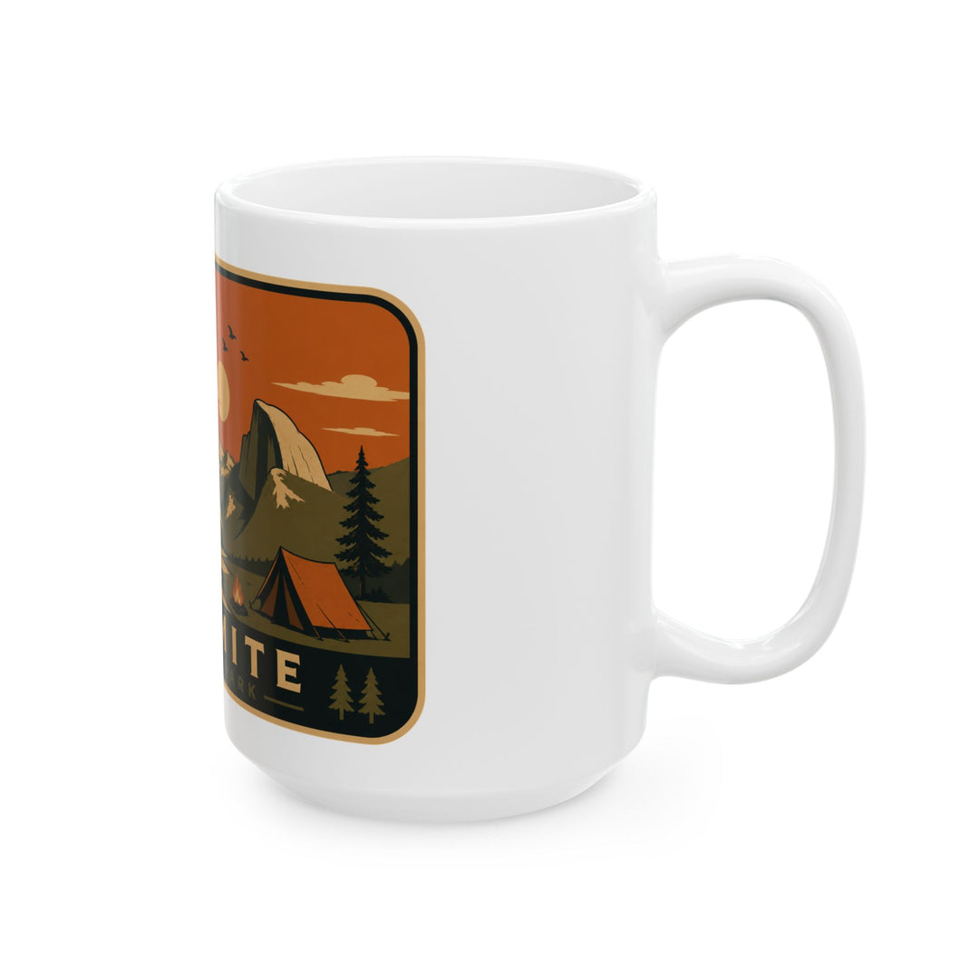 Yosemite National Park Vintage Campfire Mug — Retro Outdoor Ceramic Coffee Cup (11oz, 15oz)