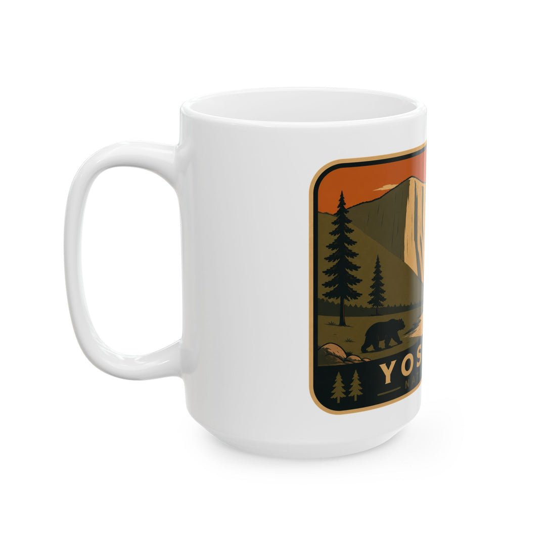 Yosemite National Park Vintage Campfire Mug — Retro Outdoor Ceramic Coffee Cup (11oz, 15oz)